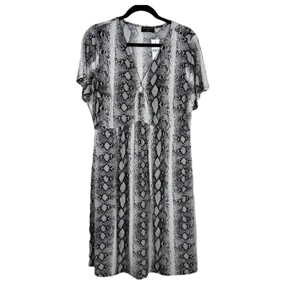 Lane Bryant Black & White Snake Print Midi Dress with Pockets Women's Size 14/16 - Picture 1 of 8